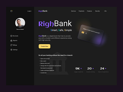 Righbank-Banking Landing page Design design figma graphic design logo ui ux webdesign