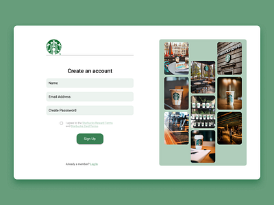 Sign Up Starbucks! branding ui