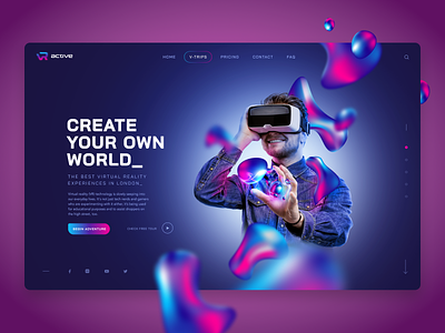 VR Active Website blue purple ui virtualreality vr web webdesign website