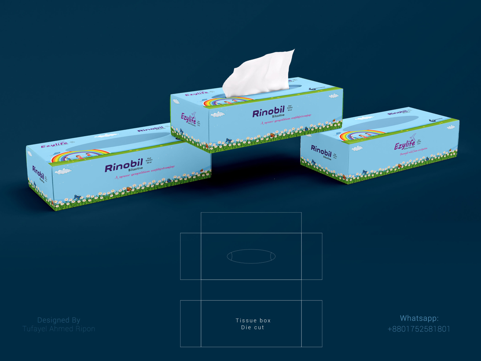 Tissue Box / Tissue Paper Packaging Design Mockup by Md. Ripon Miah on