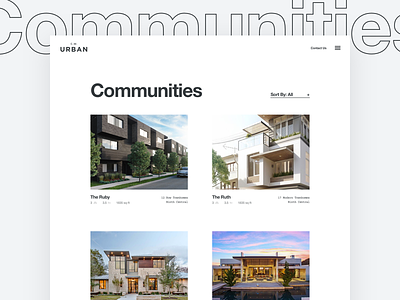 Property List Page clean grid minimal modern real estate swiss ui ux web design