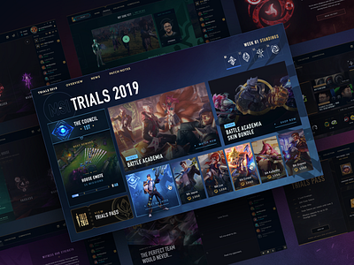 League of Legends Mid-Season Trials client dark dashboard designs esports game interface league of legends moba ui ux video game