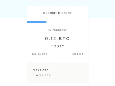 Deposit History bitcoin btc clean finance fintech flat minimalist modern table ui ux web