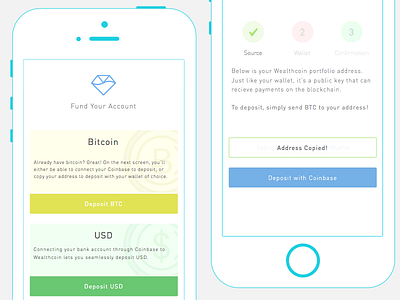 First Time Funding (Rough) app bitcoin btc deposit finance fintech ios iphone money onboarding ui ux