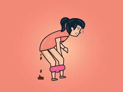 Pooping Girl | Cartoon | illustration
