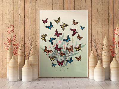 Butterfly wall art design apparel design artist creative digital art expert designer graphic design graphic designer illustration illustrator logo merchandise design modern design photoshop professional t shirt design tshirt unique design wall art wall decor wall paint