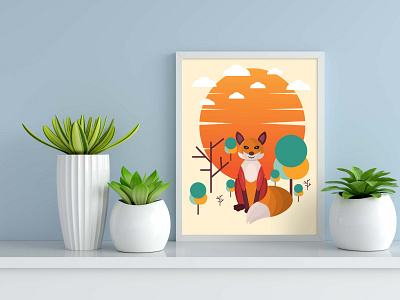 Fox wall art design | illustration
