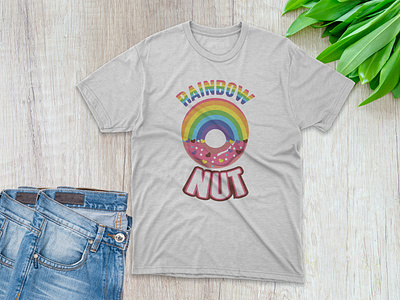 Rainbow + Nut graphics for t-shirt & merchandise