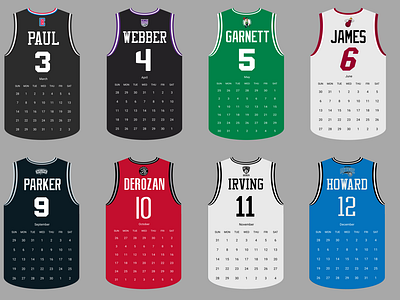 NBA Jersey Calendar 2