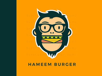 Minimalist burger logo design beautiful branding burger logo creative custom design flat food logo graphic design hameem burger icon illustration logo minimal minimalist monkey burger restaurent logo typography unique vector