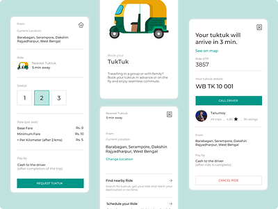 BookMyCommute - TukTuk Booking App design ui ux