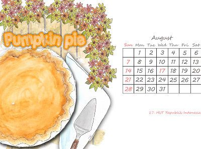 2022 Calendar Piece 2022 calendar adobe photoshop august calendar design graphic design illustration pumpkin pie watercolor painting