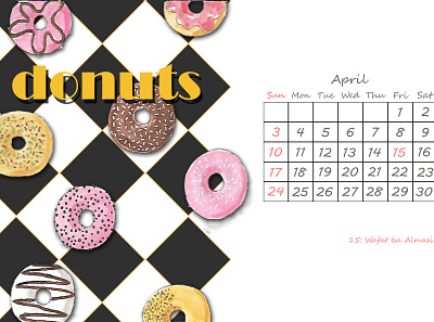 2022 Calendar Piece 2 2022 calendar adobe photoshop april calendar design donuts graphic design watercolor painting