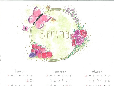 2021 Calendar 2021 calendar 4 seasons adobe photoshop calendar design seasons spring watercolor painting