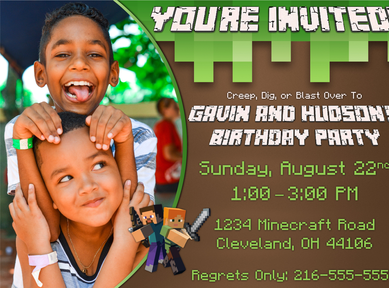 Themed Birthday Invitation birthdayinvitation design graphic design invitation invitationdesign invite minecraft