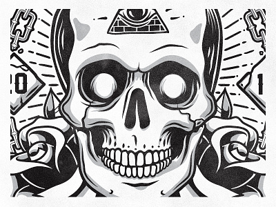 Dead President Society Tee Illustration illuminati illustration roses skull