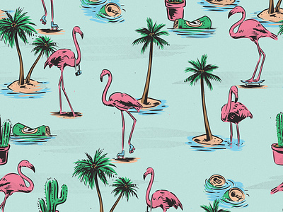 Flamingo Yardage design illustration sketch