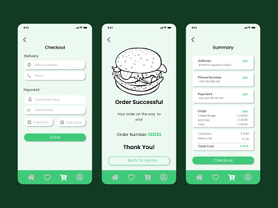 Burger Bang(Food ordering App) advanced beginner burger burger ordering app design food food app food ordering app green minimalist product design simple app ui ui design