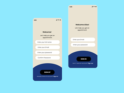 Sign Up & Sign in blue colors easy login product design signin signup simple ui uiux user interface ux