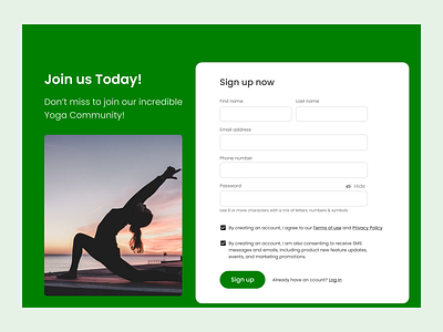 Sign Up page create account design green product design sign in sign in sign up sign up signin signup ui uiux ux yoga yoga sign in yoga sign up