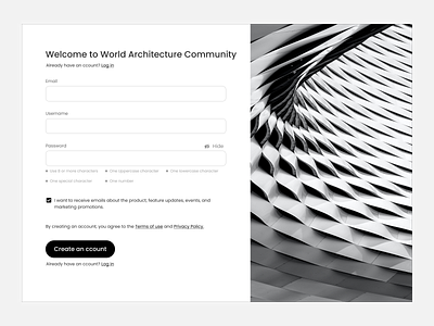 Sign Up page create acount create an acount design design challenge log in log in login product design sign up sign up signup ui uiux ux