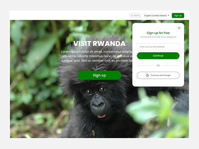 Sign Up page animals create account create an account design gorilla log in log in login product design rwanda sign up sign up ui uiux ux