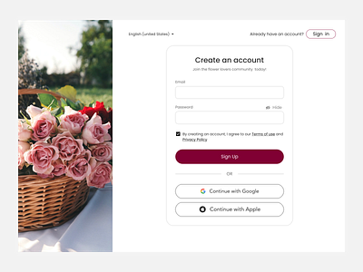 Sign Up page create account create an account design log in log in login product design sign up sign up signup ui uiux ux