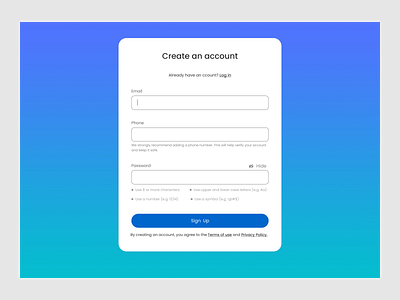 Sign Up page create account create an account design log in log in login product design sign in sign in sign up sign up signin signup ui uiux ux
