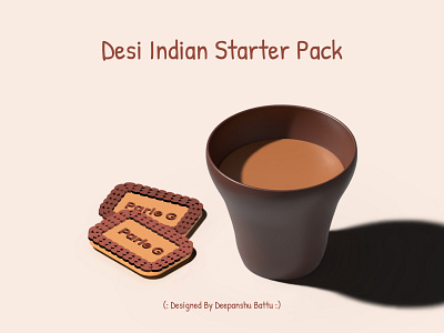 Desi Indian Starter Pack 3d biscuit branding chai creativity design illustration indian