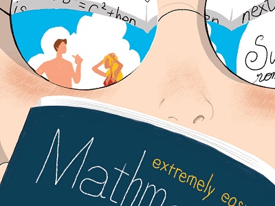 Math book boy draw drawing girl glasses illustration math reflextion school sky summer
