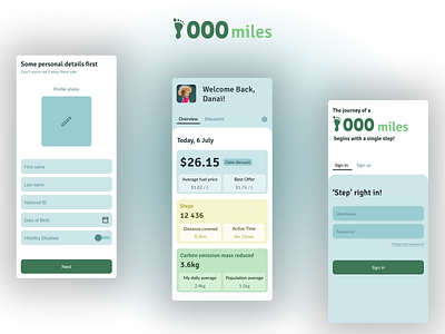 Environmental App UI Design (1000 miles)