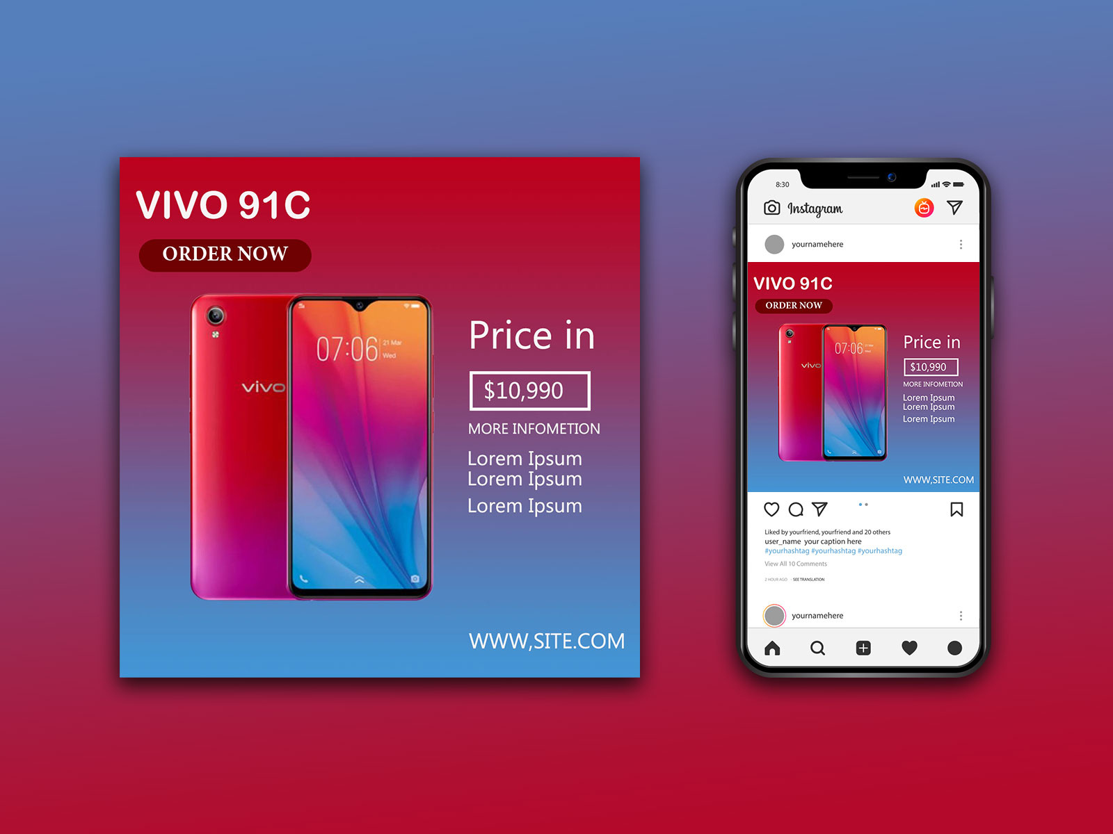 Social media poster design vivo mobile by Md Jewel Mia on Dribbble