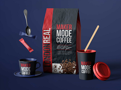 Red Real Coffee Pouch Mockup