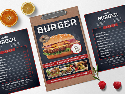 Free Hot Burger Menu Design Template