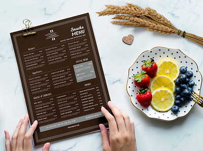 Free Snack Restaurant Menu Template branding design free graphic design menu mockup restaurant snack template ui ux