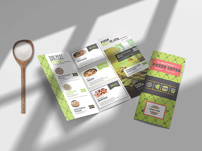 Free Greenery Tri-Fold Menu Template branding design free graphic design greenery menu mockup template ux