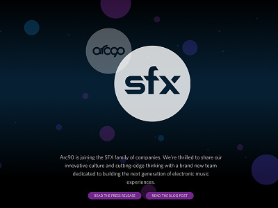 Arc90 joins SFX animation arc90 black css3 dark readability sass sfx splash splash page web web design