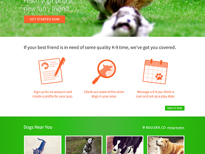 Dog Dates 3 design dogs fun green homepage orange site web web design website