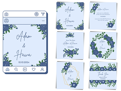 Wedding invitation template and social media post for instagram branding design graphic design illustration logo typography ui ux vector