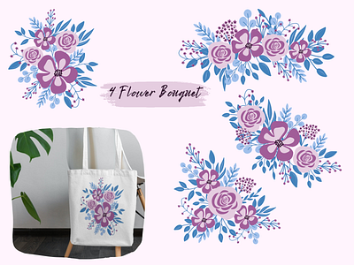 Beauty Purple Flower Arrangement design flower bouquet graphic design