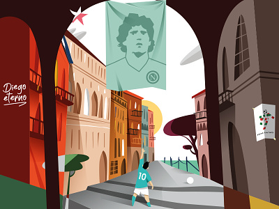 Diego Eterno argentina character city design football icon illustration italia italy maradona napoli typography vector vector illustration