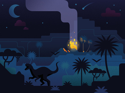 Stone Age design dinosaur forest historic history icon illustration illustrator moon night vector vector illustration volcanic volcano