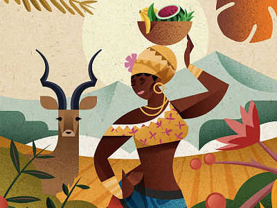 Hello Africa africa african design girl icon illustration kenya nigeria safari savannah tanzania vector vector illustration wild wildlife