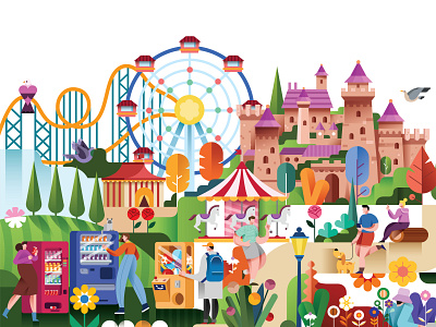 Amusement Park amusement amusementpark design fun icon illustration joy park ui vector vector illustration