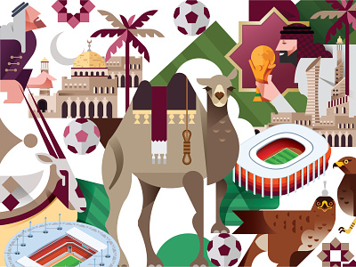 Qatar 2022 World Cup arab design fifa football icon illustration middle east middleeast qatar vector vector illustration worldcup