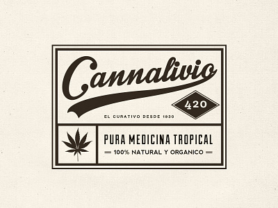 Cannalivio Pura Medicina Natural badge brand branding hand drawn logo logo design vector vintage