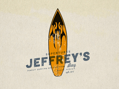 Jeffrey's Bay South Africa emblem hand drawn illustrator logo logo design photo illustration retro surf design vector