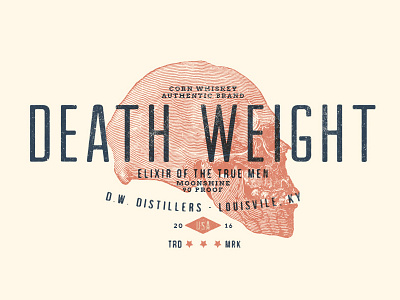 Death Weight - Corn Whiskey Moonshine emblem illustration label typography vintage