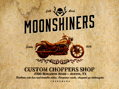 Moonshiners - Custom Choppers Club choppers emblem label typography vintage