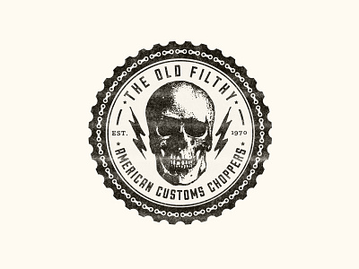 The Old Filthy - American Customs Choppers american badge choppers customs logo motorcycles skull vintage